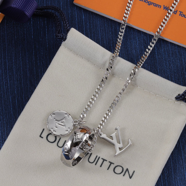 Two colors fashion old flower pendant sweater chain