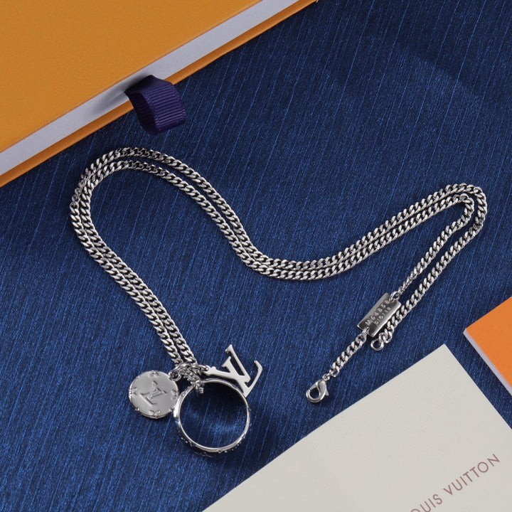 Two colors fashion old flower pendant sweater chain