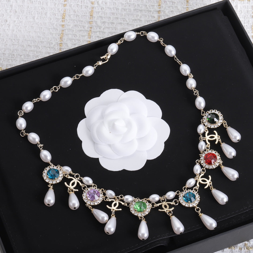 Luxury CC Pearl Tassel Necklace