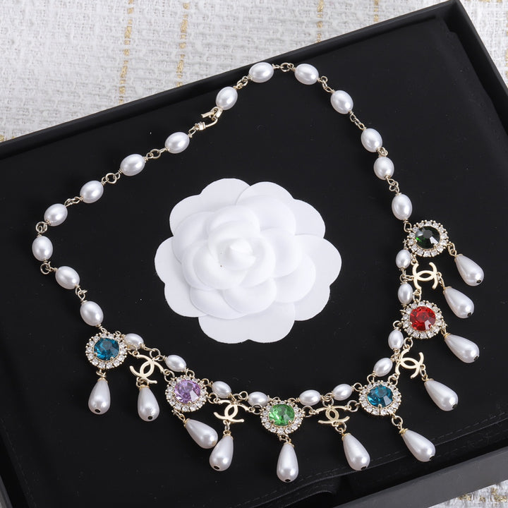 Luxury CC Pearl Tassel Necklace