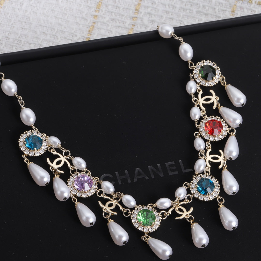 Luxury CC Pearl Tassel Necklace