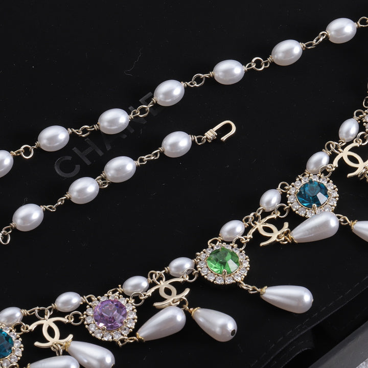 Luxury CC Pearl Tassel Necklace