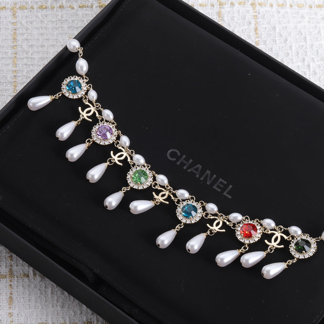 Luxury CC Pearl Tassel Necklace