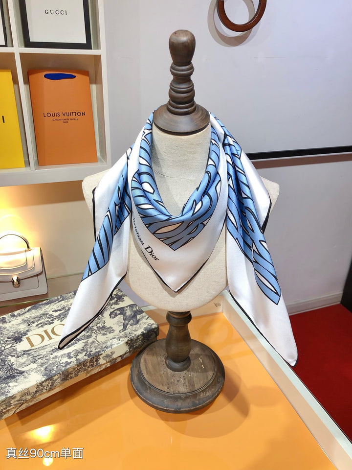 Luxury DR Printed Silk Square Scarf