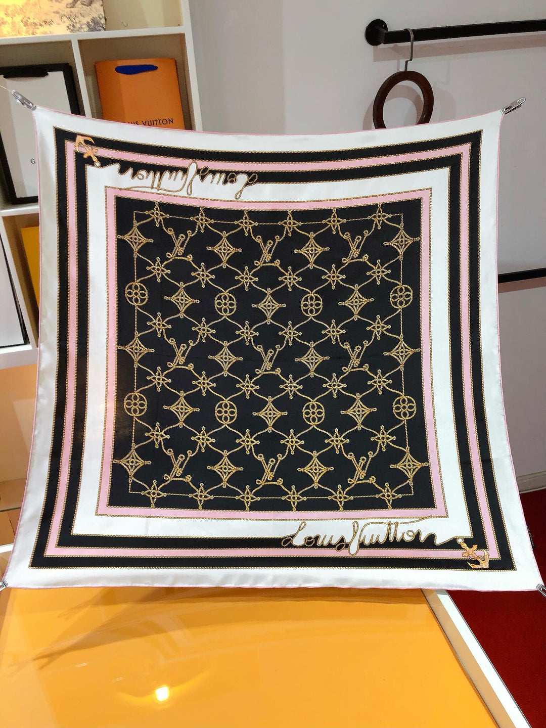 Luxury Clover Nautical Style Silk Square Scarf