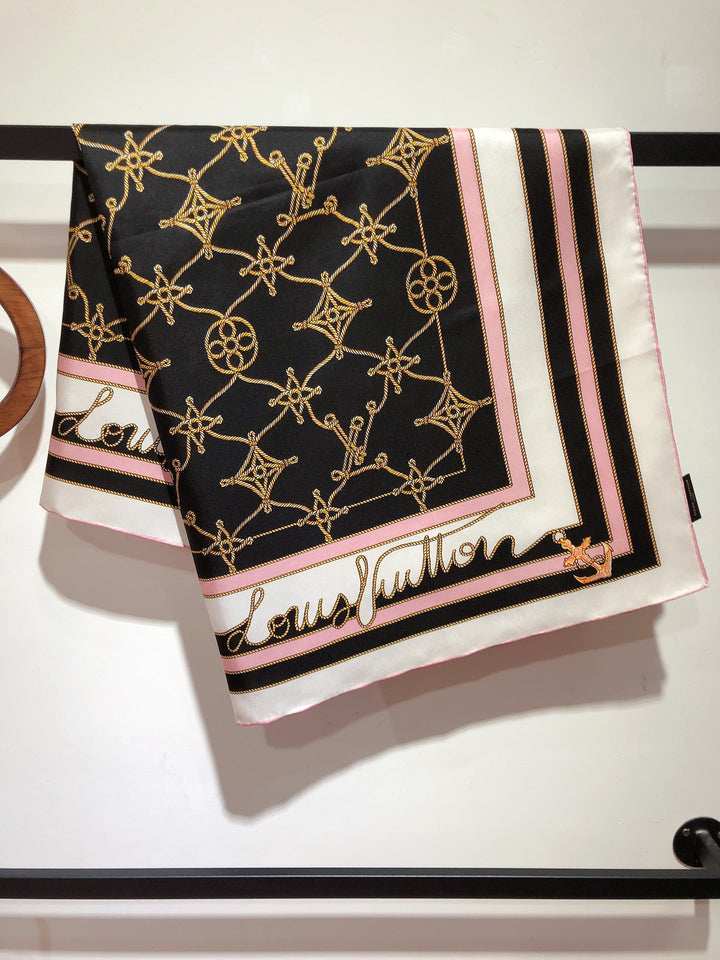 Luxury Clover Nautical Style Silk Square Scarf