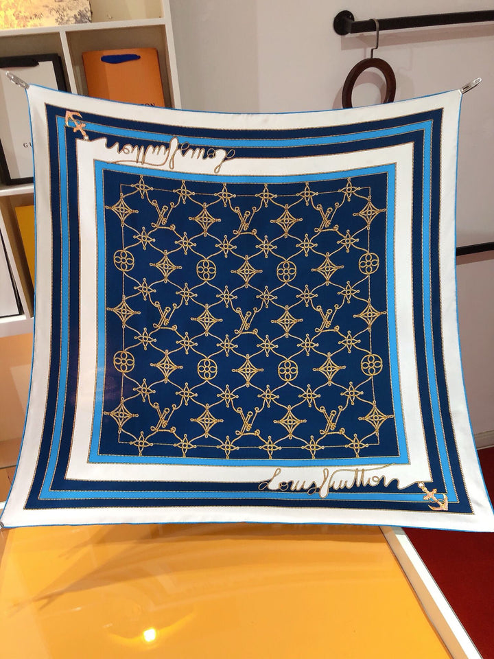 Luxury Clover Nautical Style Silk Square Scarf