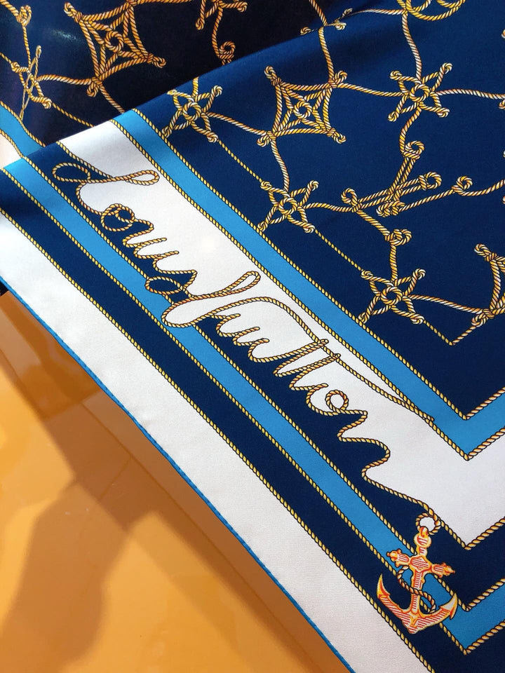 Luxury Clover Nautical Style Silk Square Scarf