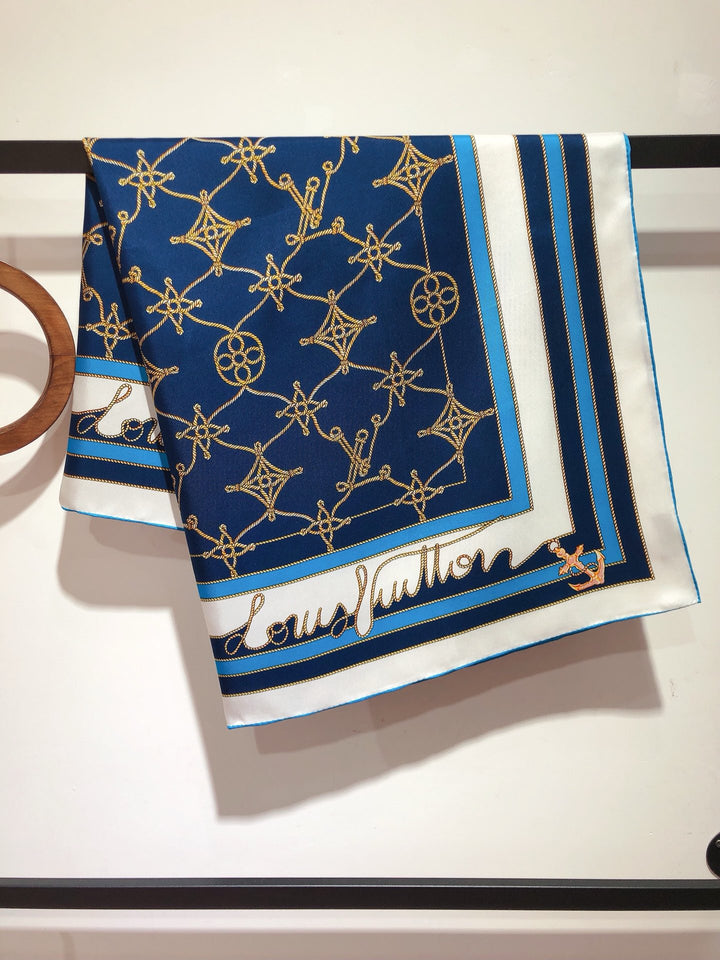 Luxury Clover Nautical Style Silk Square Scarf