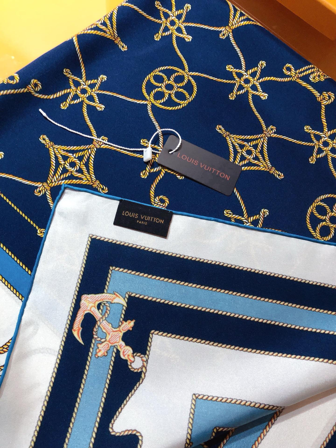 Luxury Clover Nautical Style Silk Square Scarf