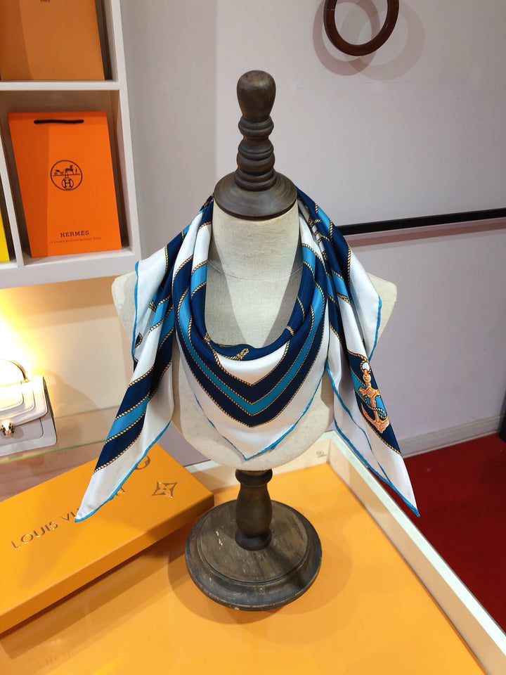 Luxury Clover Nautical Style Silk Square Scarf
