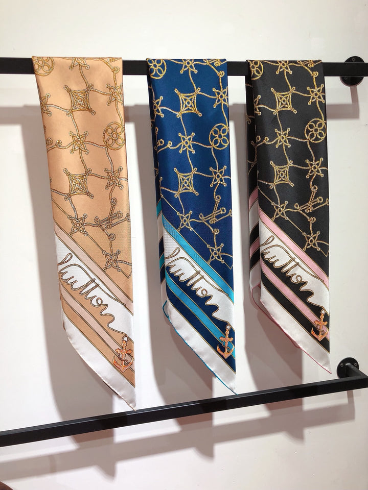 Luxury Clover Nautical Style Silk Square Scarf
