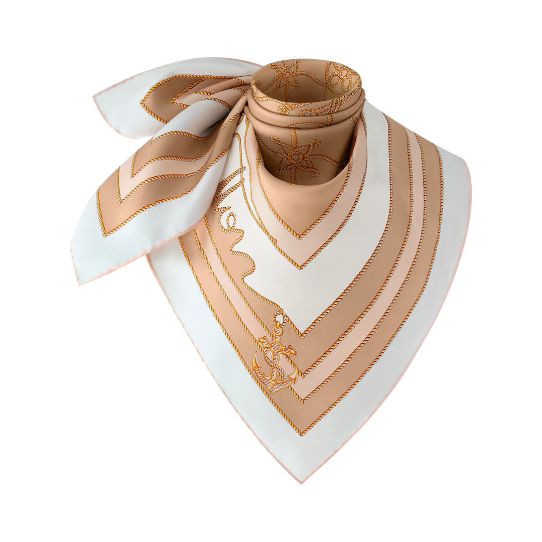 Luxury Clover Nautical Style Silk Square Scarf