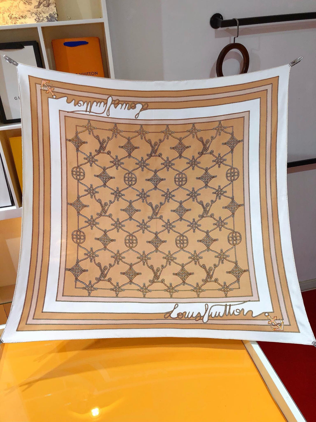 Luxury Clover Nautical Style Silk Square Scarf