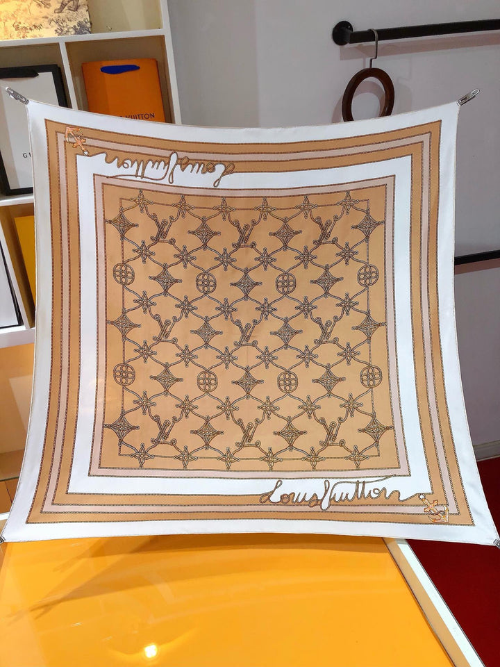 Luxury Clover Nautical Style Silk Square Scarf