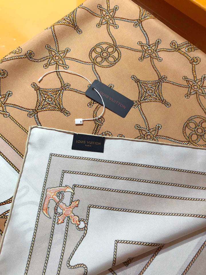 Luxury Clover Nautical Style Silk Square Scarf