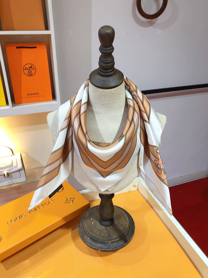 Luxury Clover Nautical Style Silk Square Scarf