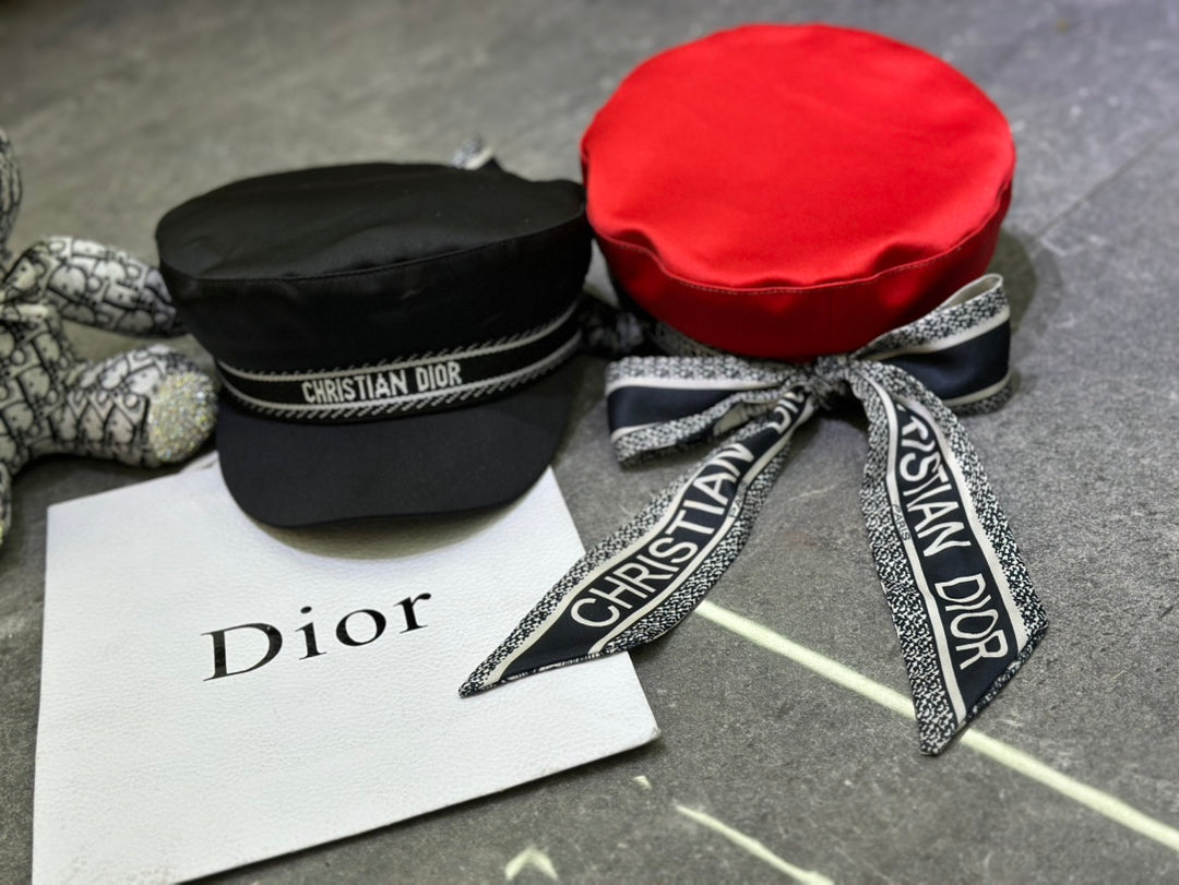 3 colors CD silk scarf bow military hat