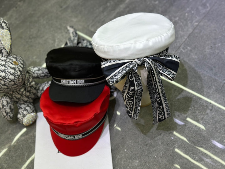 3 colors CD silk scarf bow military hat