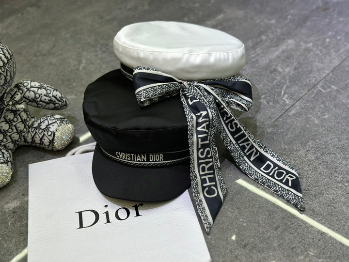 3 colors CD silk scarf bow military hat