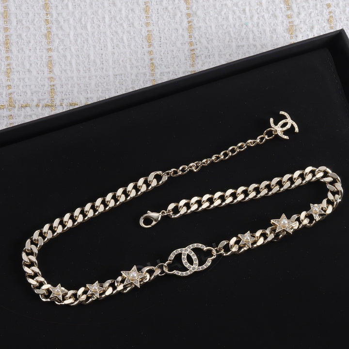 Fashion CC Pentagram Pearl Necklace