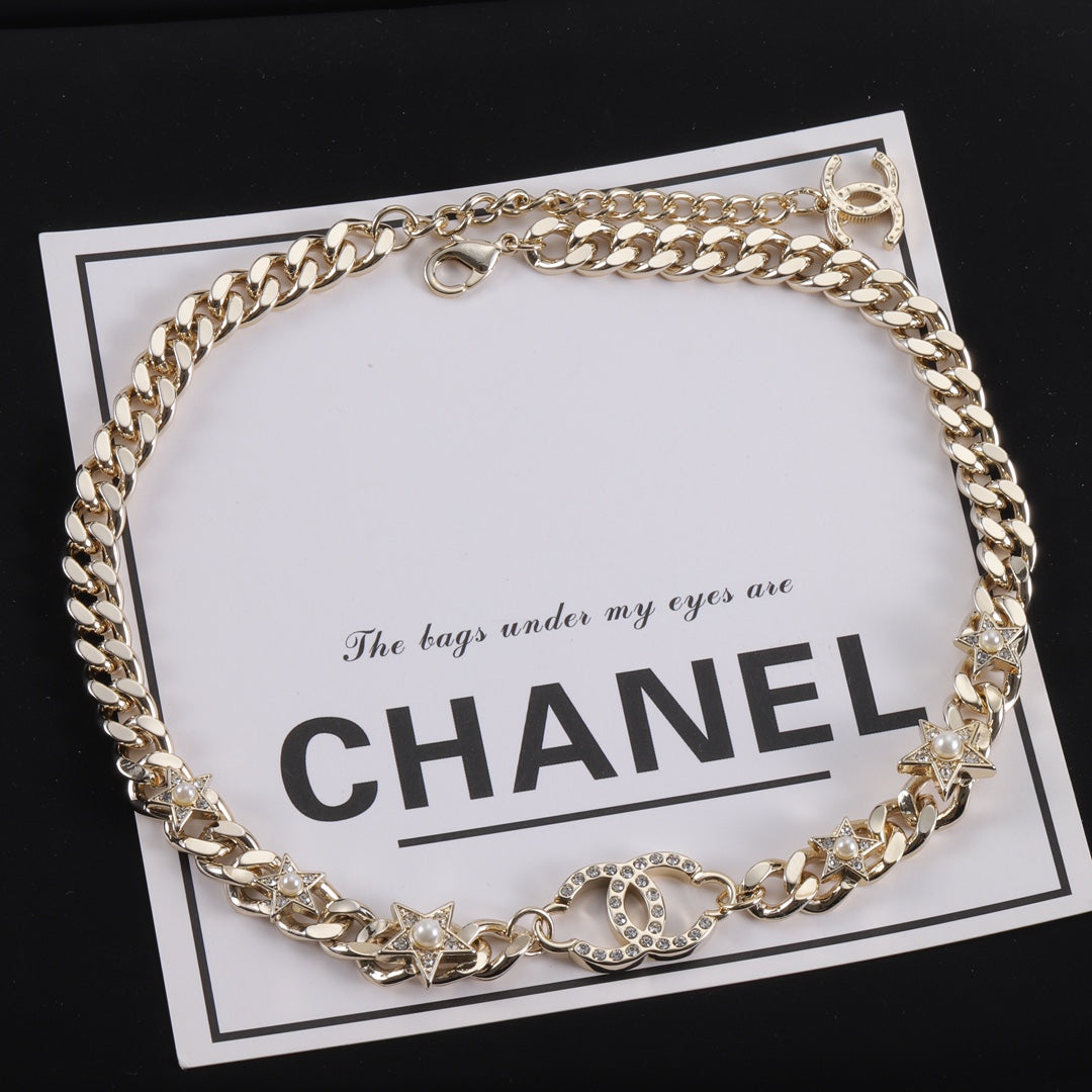Fashion CC Pentagram Pearl Necklace