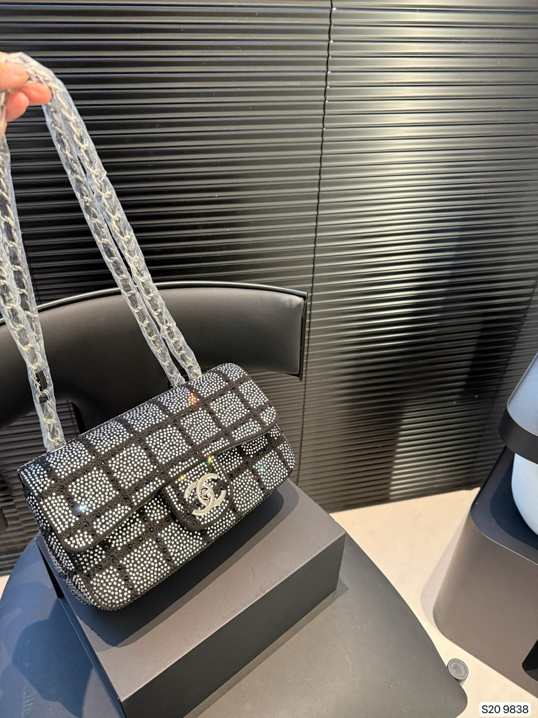 Deluxe CC Chain Bag with Diamonds