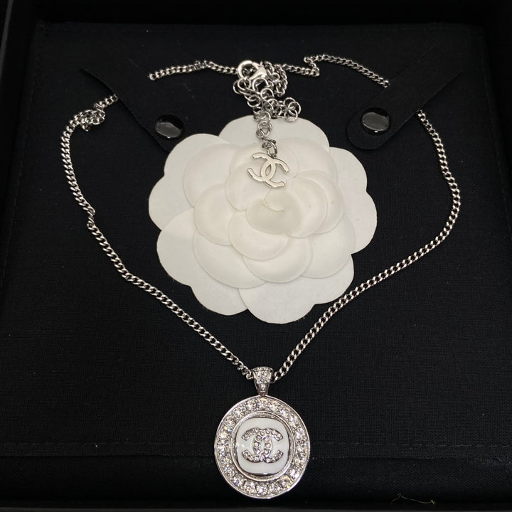 New round double C full diamond necklace