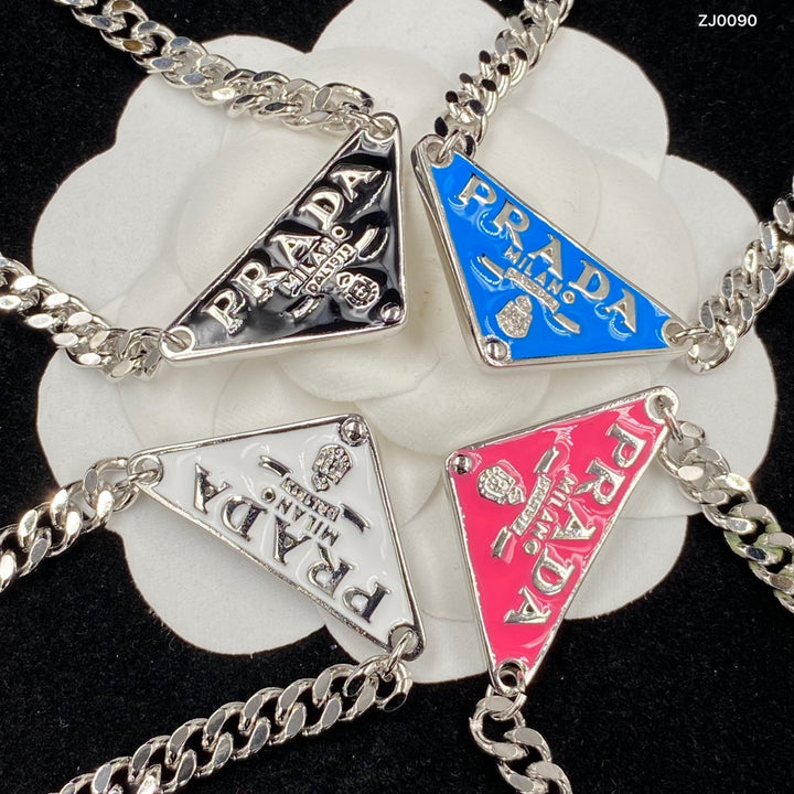 4 Color Triangle Iron Pendant Necklace