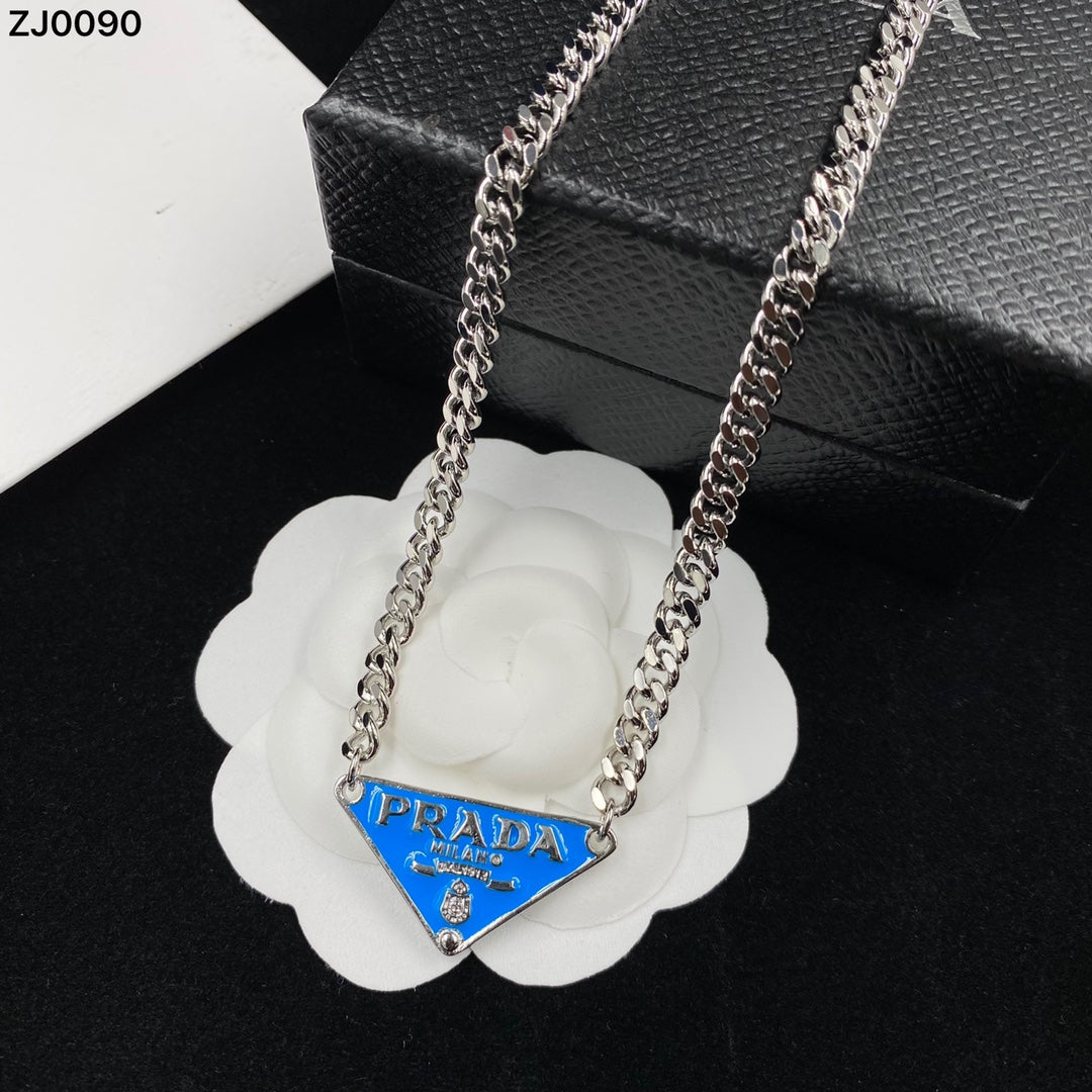 4 Color Triangle Iron Pendant Necklace
