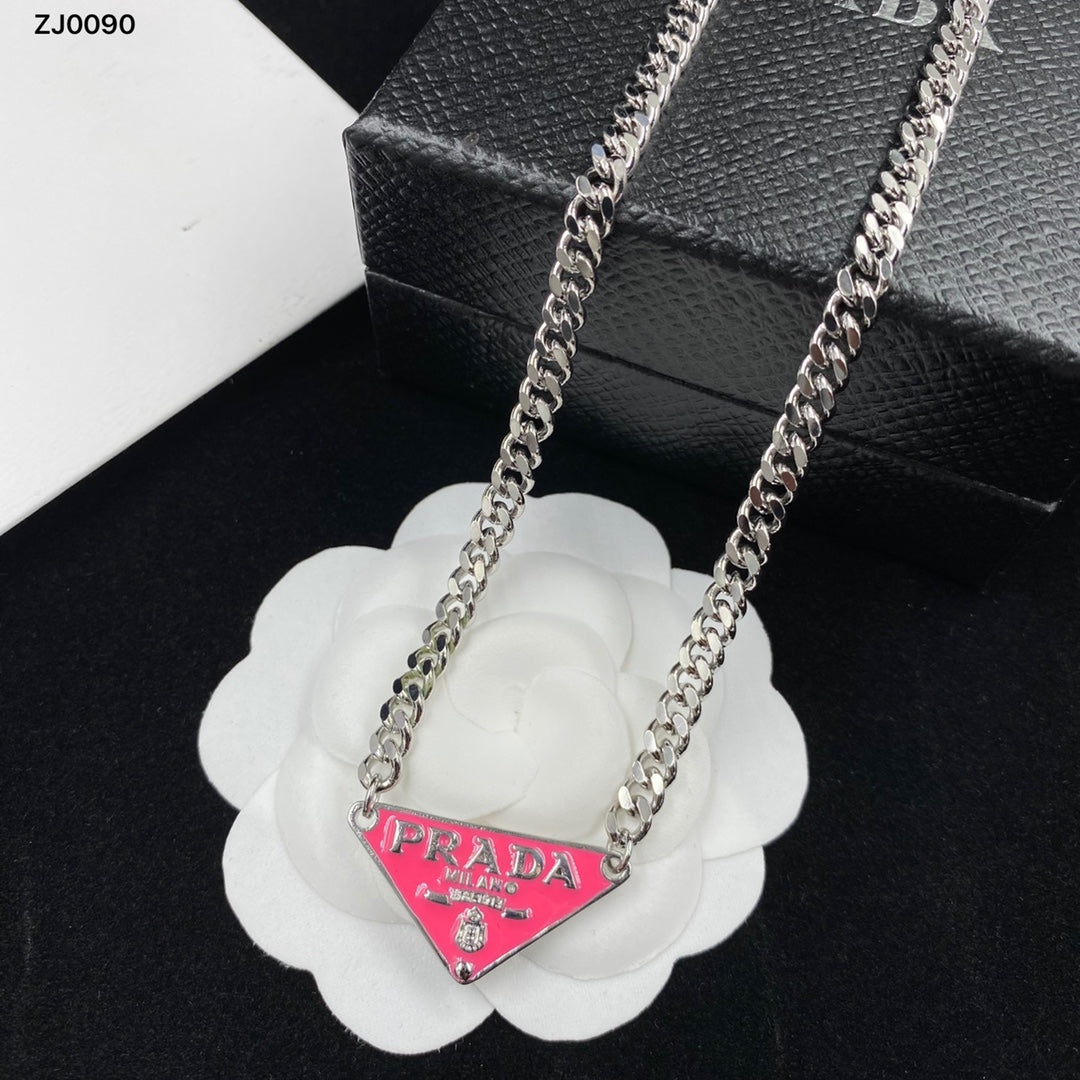 4 Color Triangle Iron Pendant Necklace