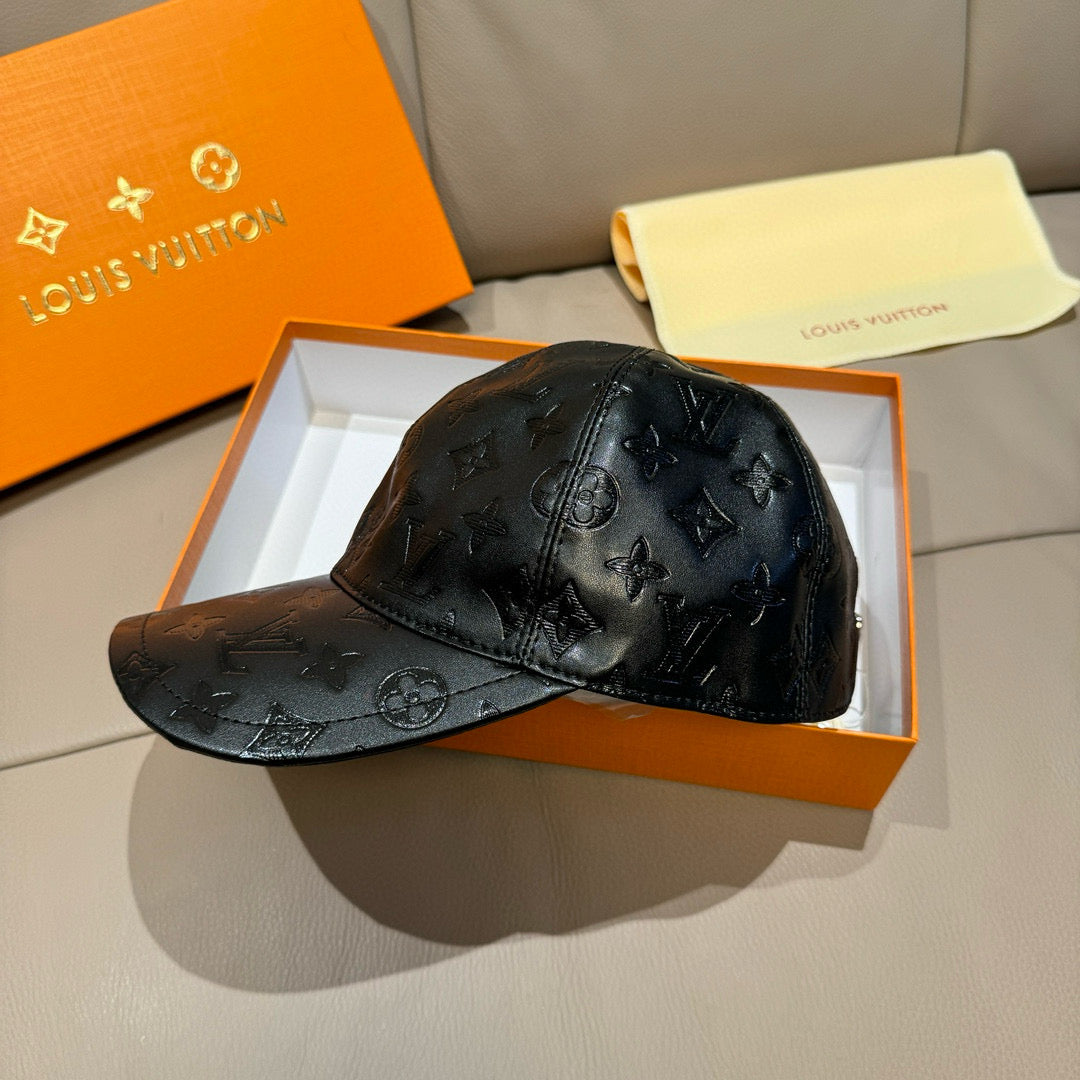 Luxury Aged Leather Print Baseball Cap