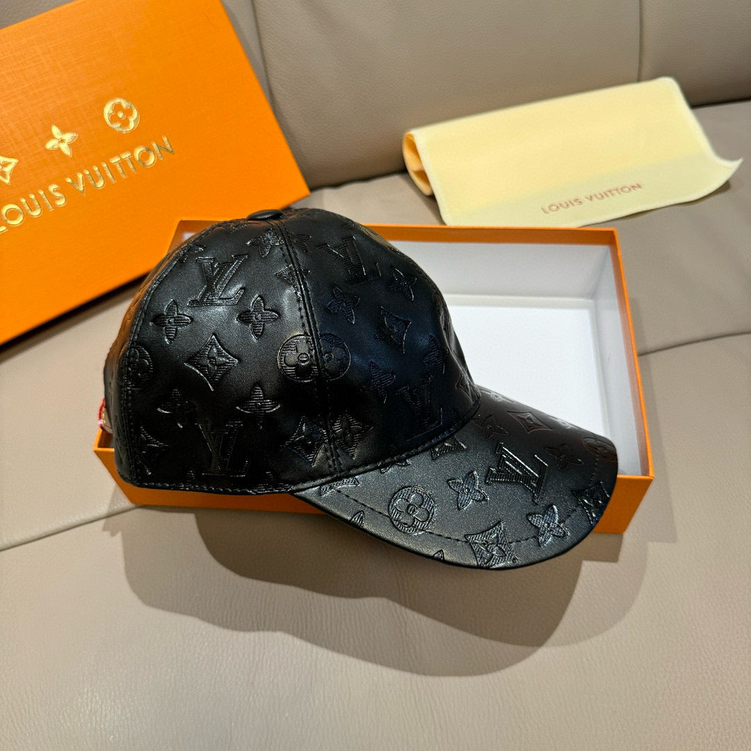 Luxury Aged Leather Print Baseball Cap