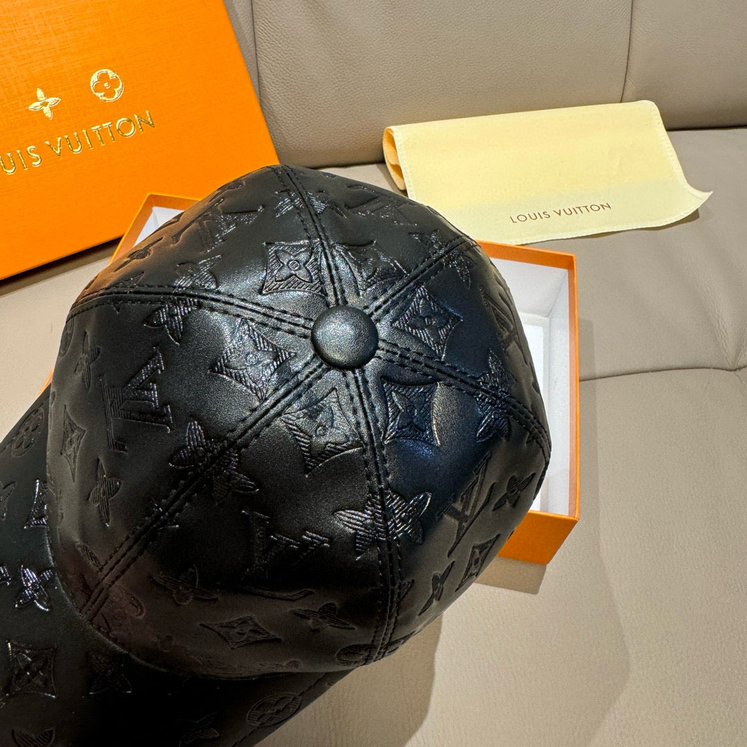 Luxury Aged Leather Print Baseball Cap