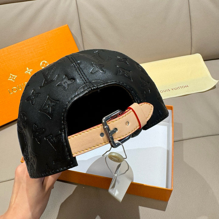Luxury Aged Leather Print Baseball Cap