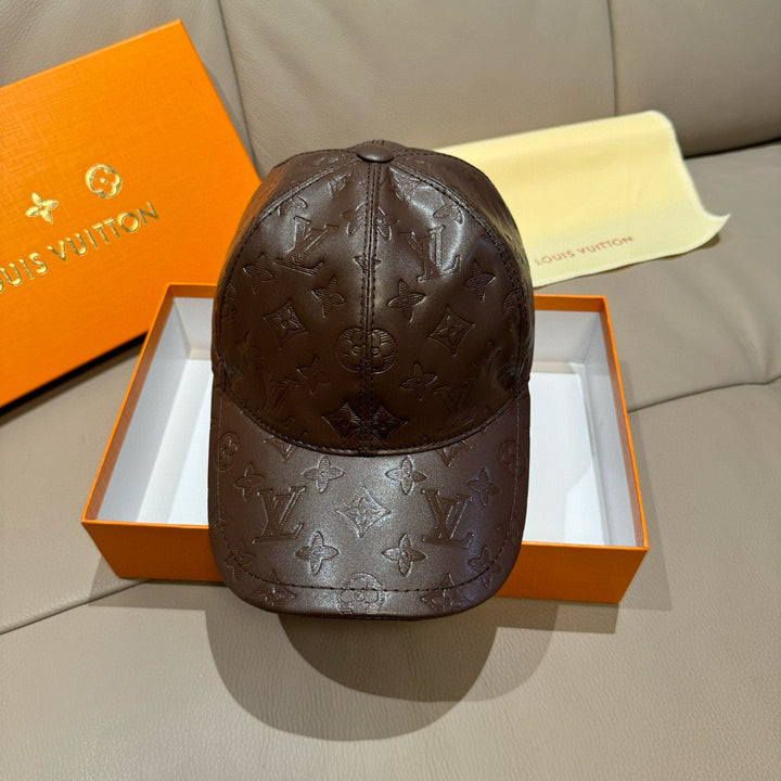 Luxury Aged Leather Print Baseball Cap
