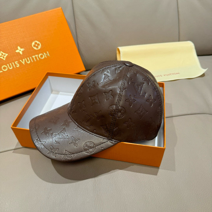 Luxury Aged Leather Print Baseball Cap