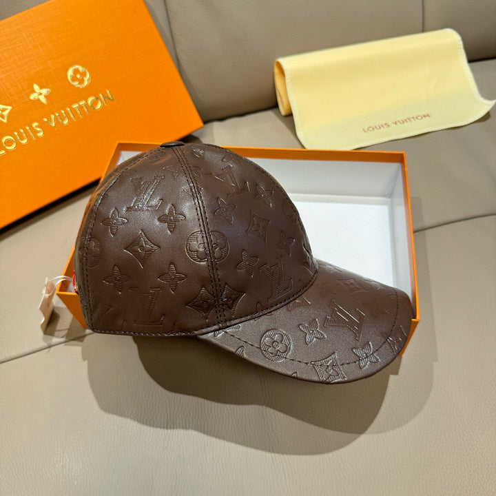 Luxury Aged Leather Print Baseball Cap