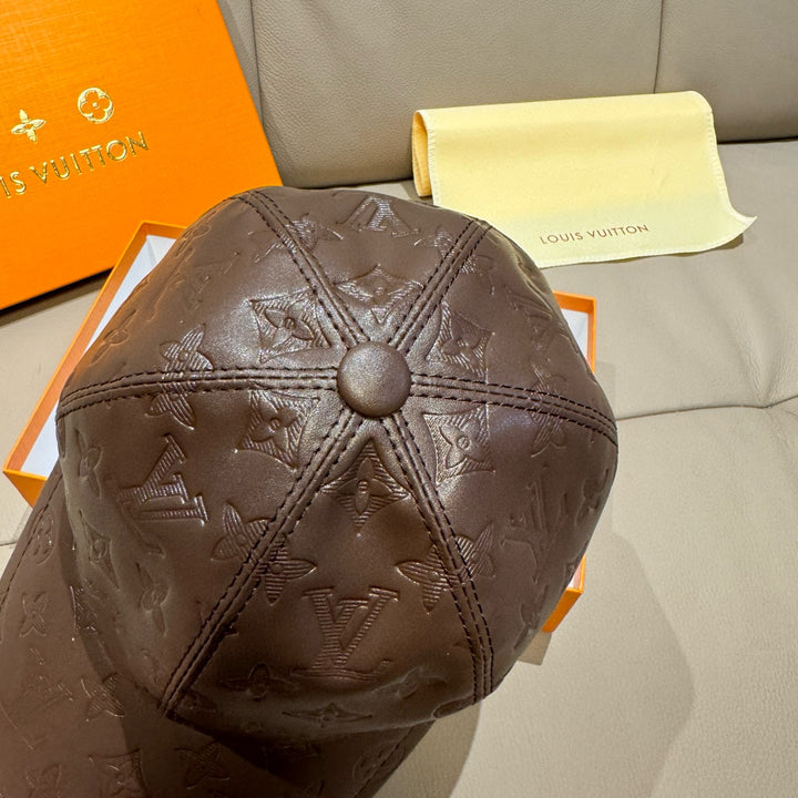 Luxury Aged Leather Print Baseball Cap