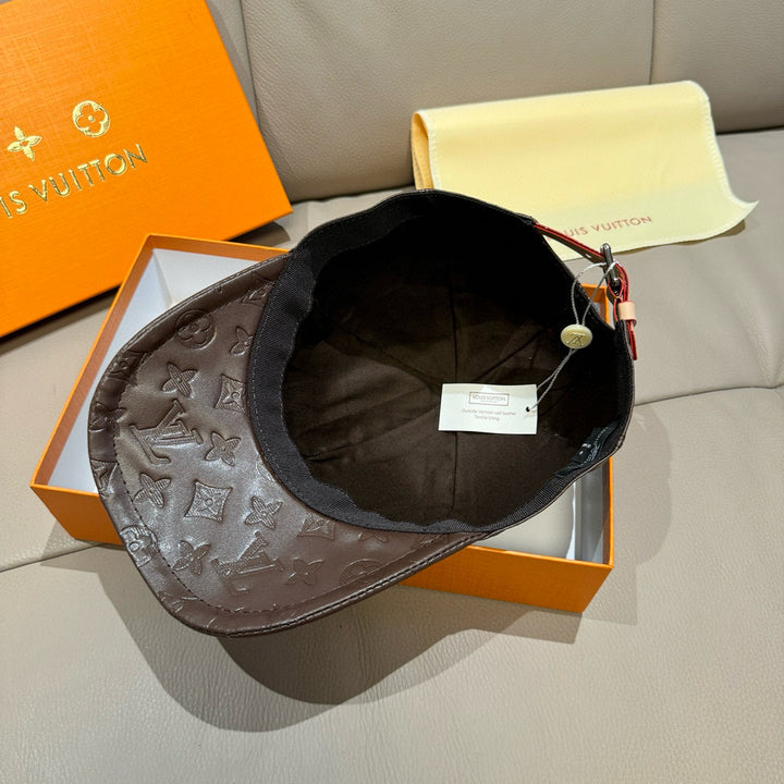Luxury Aged Leather Print Baseball Cap