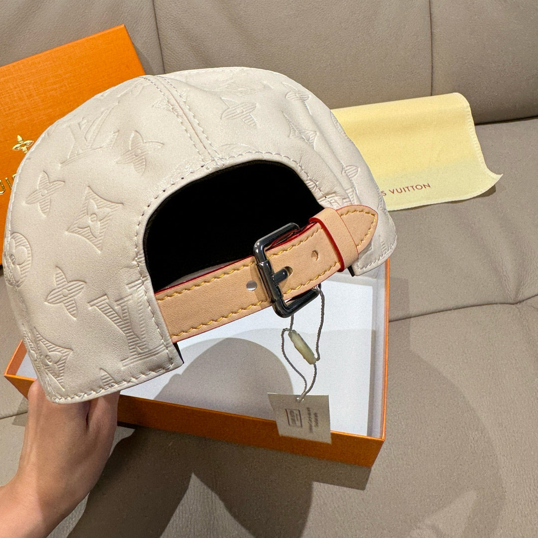 Luxury Aged Leather Print Baseball Cap