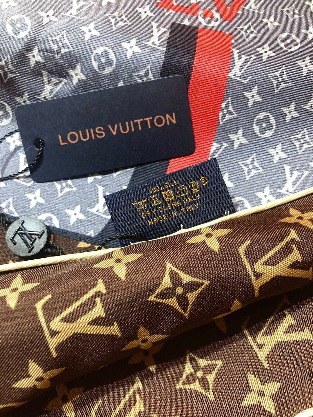 Three Color Clover Print Silk Square Scarf