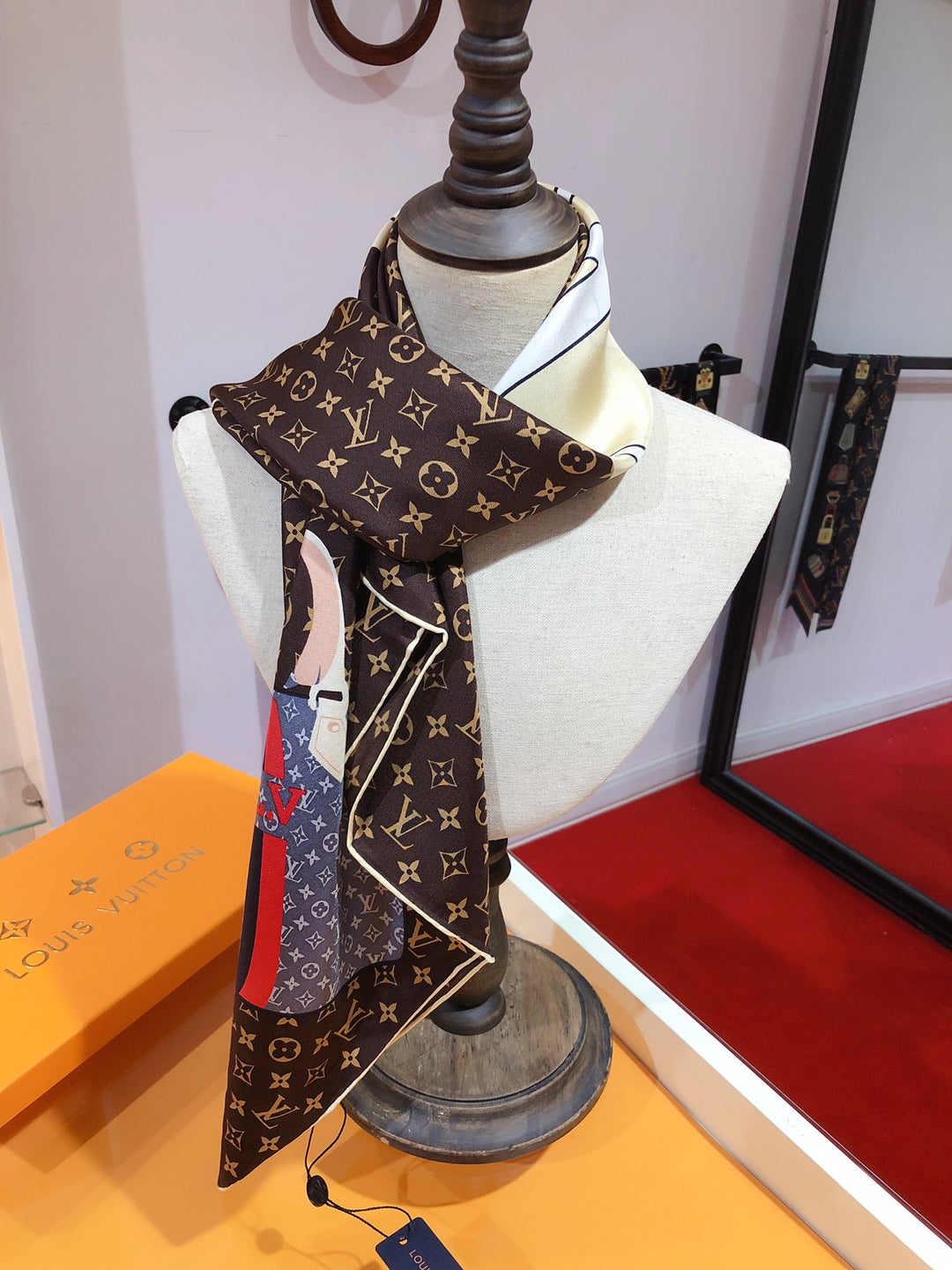 Three Color Clover Print Silk Square Scarf