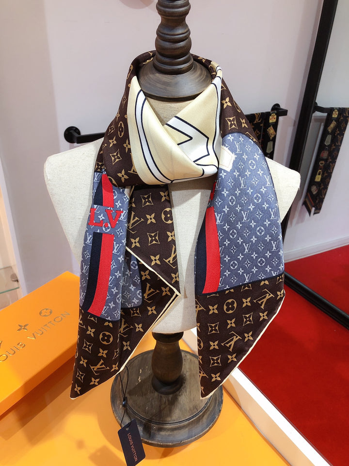 Three Color Clover Print Silk Square Scarf