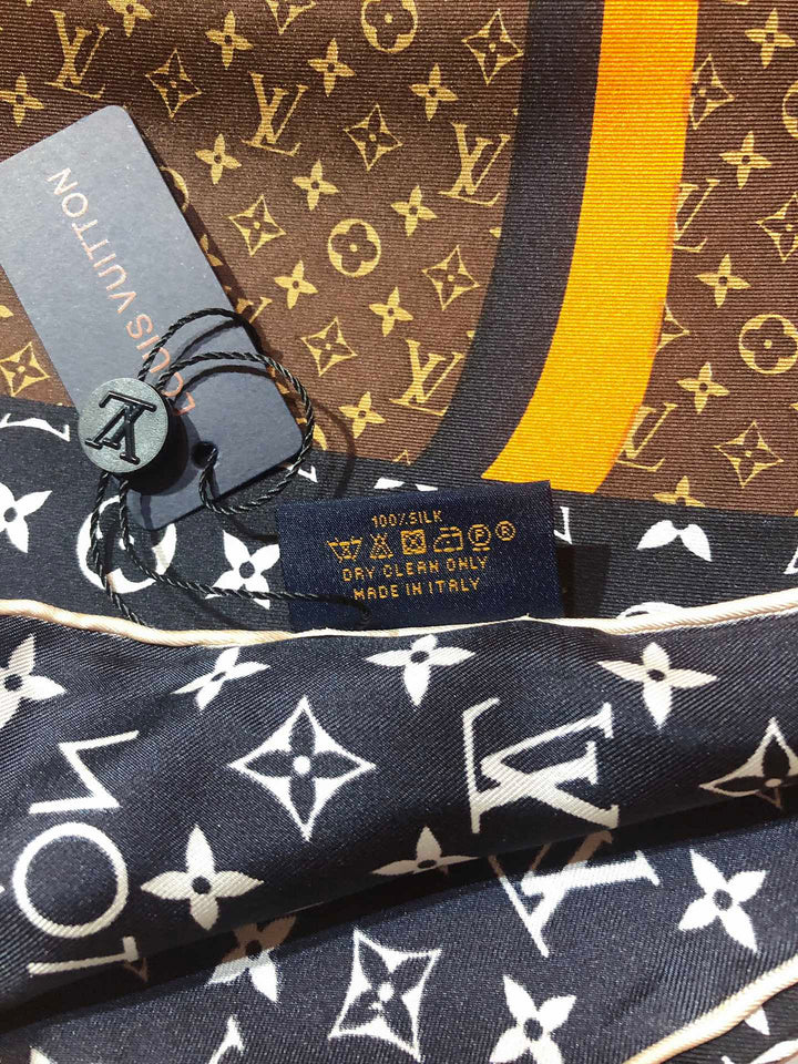 Three Color Clover Print Silk Square Scarf