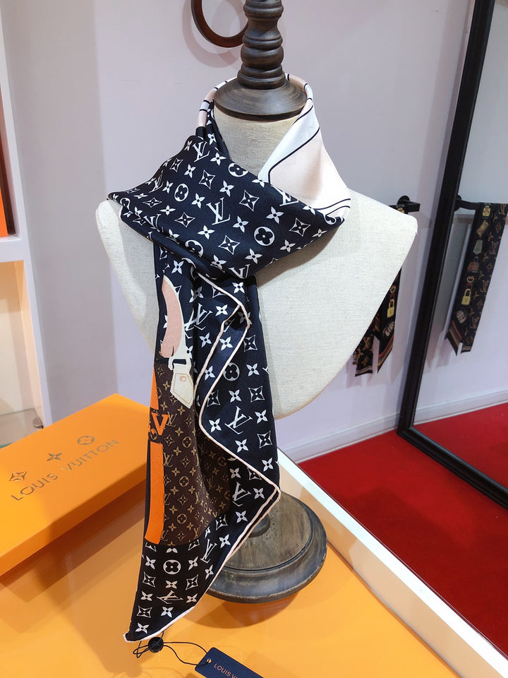 Three Color Clover Print Silk Square Scarf