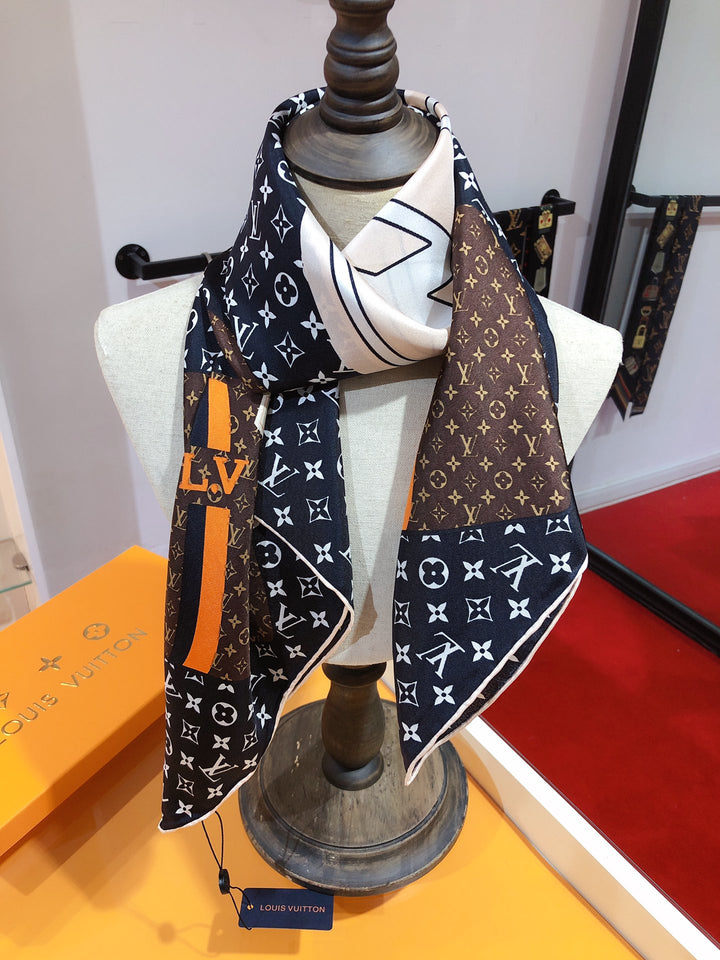 Three Color Clover Print Silk Square Scarf