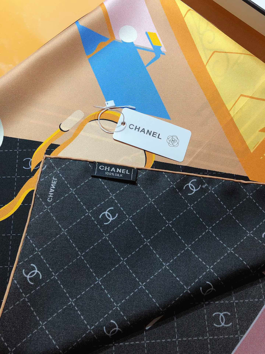 Luxury CC Family Elements Silk Square Scarf