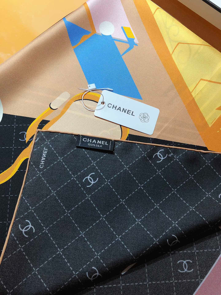 Luxury CC Family Elements Silk Square Scarf