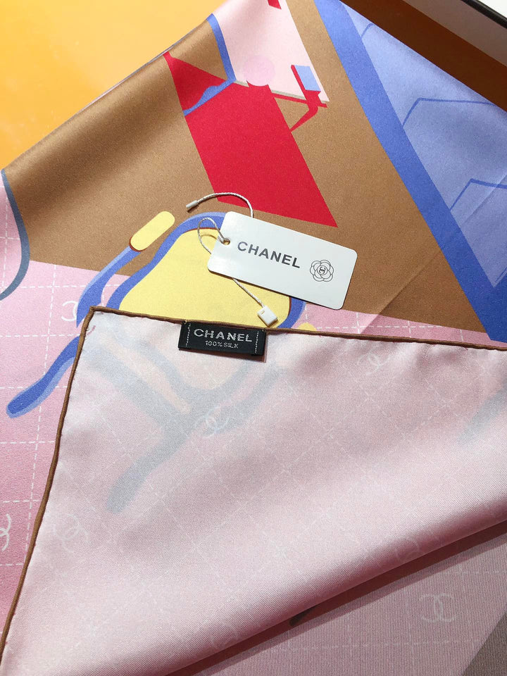 Luxury CC Family Elements Silk Square Scarf